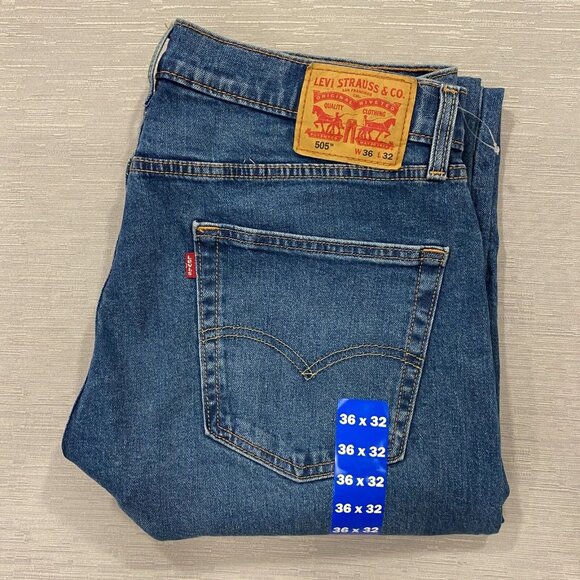 Levi's Other - Levis 505 Jeans Mens 36 x 32 Straight Leg Regular Fit Medium Wash Denim